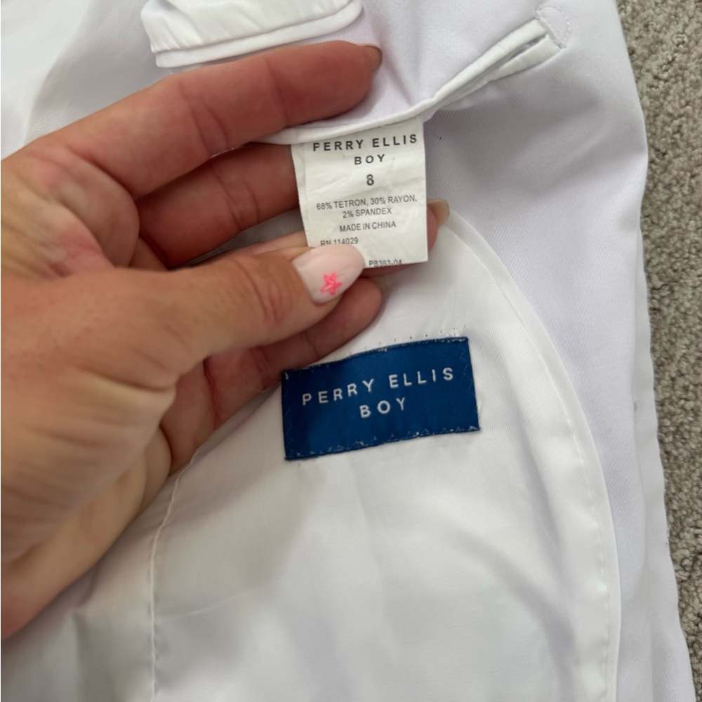Perry Ellis white size 8 boys tuxedo jacket - Picture 3 of 8